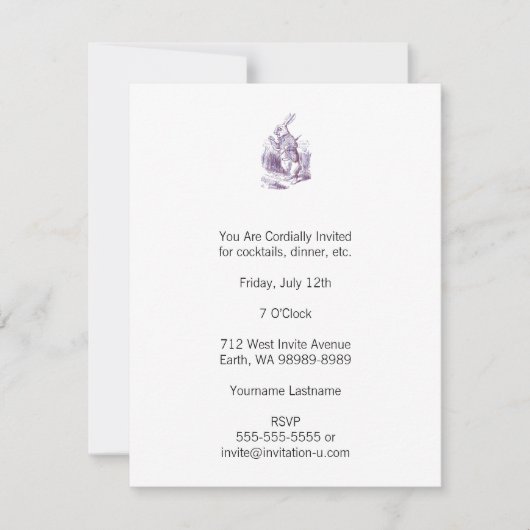 Weißes Kaninchen Letterpess-Stil Einladung (Vorderseite)