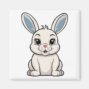 Weißes Kaninchen Magnet