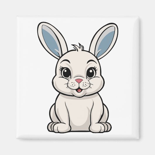 Weißes Kaninchen Magnet (Vorne)