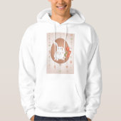 Weißes Kaninchen mit Blume Hoodie (Vorderseite)