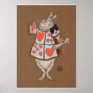 Weißes Kaninchen mit Herolds-Kostümentwurf Poster
