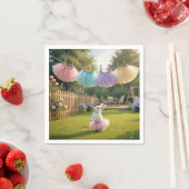 Weißes Kaninchen mit rosa Tutu Serviette (Beispiel)