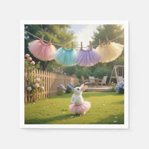 Weißes Kaninchen mit rosa Tutu Serviette