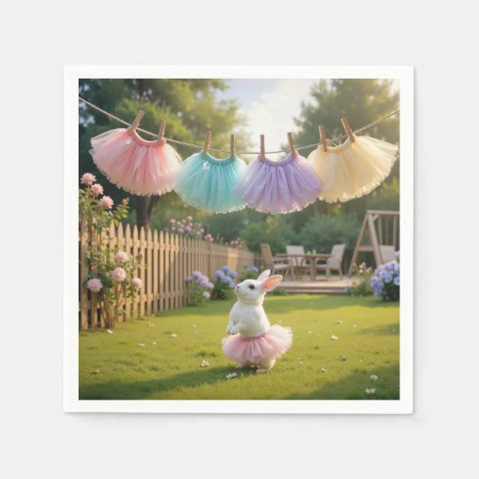 Weißes Kaninchen mit rosa Tutu Serviette (Vorderseite)