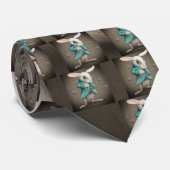 weißes Kaninchen mit Uhr Krawatte (Gerollt)