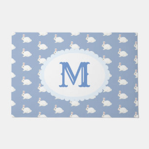 Weißes Kaninchen Monogrammiert Fußmatte