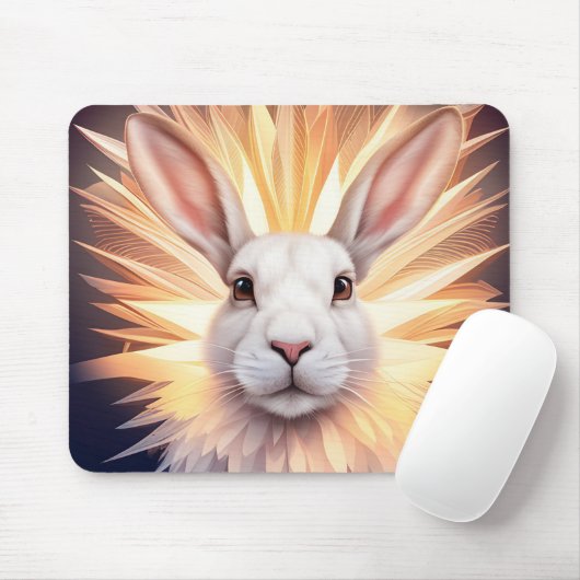Weißes Kaninchen Mousepad (Mit Mouse)