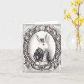 Weißes Kaninchen - Notecard Karte (Gelbe Blume)