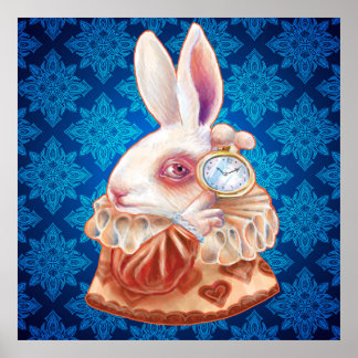 Weißes Kaninchen Pop Surrealismus Illustration Pos Poster