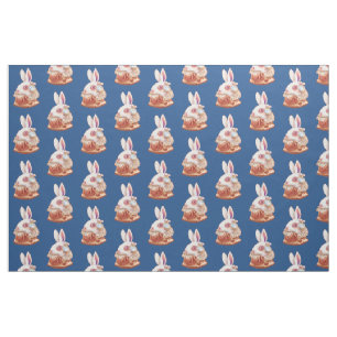 weißes Kaninchen-Popsurrealism-Illustrationsgeweb Stoff