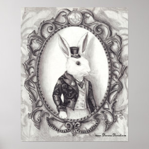 Weißes Kaninchen Poster Weißes Kaninchen Kunstwund