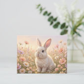 Weißes Kaninchen Postkarte (Stehend Vorderseite)