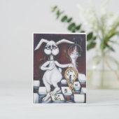 Weißes Kaninchen Postkarte (Stehend Vorderseite)