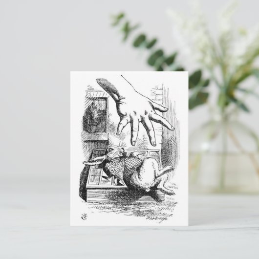 Weißes Kaninchen Postkarte (Stehend Vorderseite)