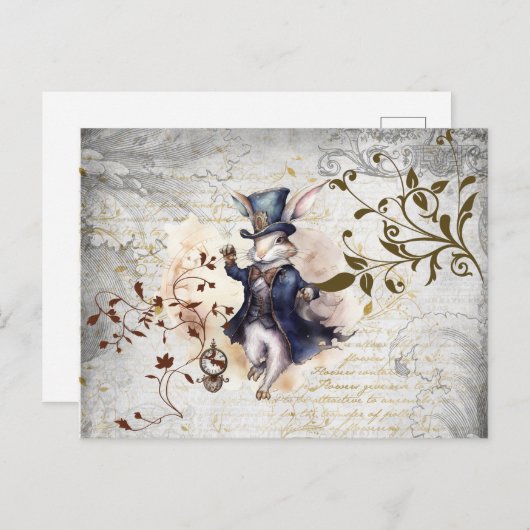 Weißes Kaninchen Postkarte (Vorne/Hinten)