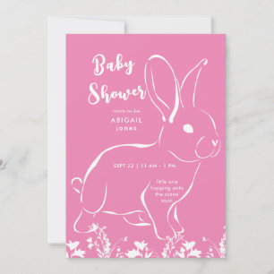 Weißes Kaninchen Rosa Babyparty Einladung