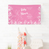 Weißes Kaninchen Rosa Blütendusche Banner (Insitu)