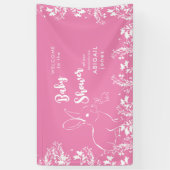 Weißes Kaninchen Rosa Blütendusche Banner (Vertikal)