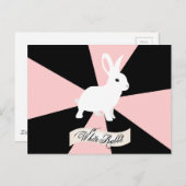 Weißes Kaninchen, rosa, schwarz und weiß Postkarte (Vorne/Hinten)