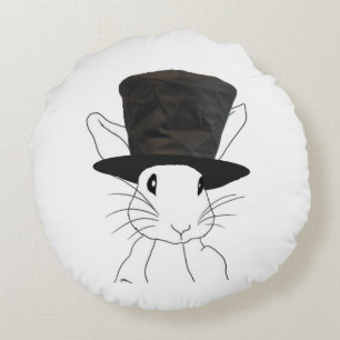 Weißes Kaninchen Rundes Kissen