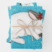 Weißes Kaninchen Schlafen im dunkelblauen Hintergr Geschenkpapier Set (Beispiel)