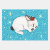 Weißes Kaninchen Schlafen im dunkelblauen Hintergr Geschenkpapier Set (Vorderseite)