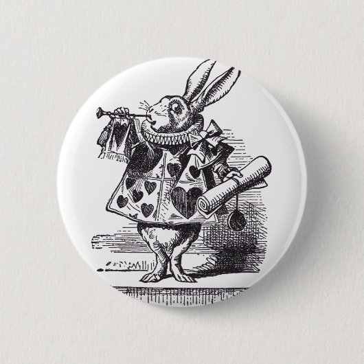 Weißes Kaninchen-Trompete Button (Vorderseite)