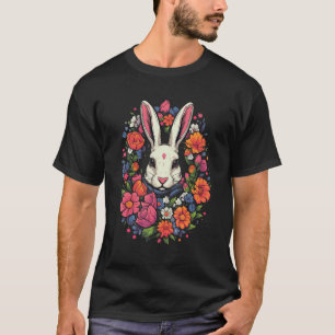 Weißes Kaninchen umgeben von Blumen Besitzer Garte T-Shirt