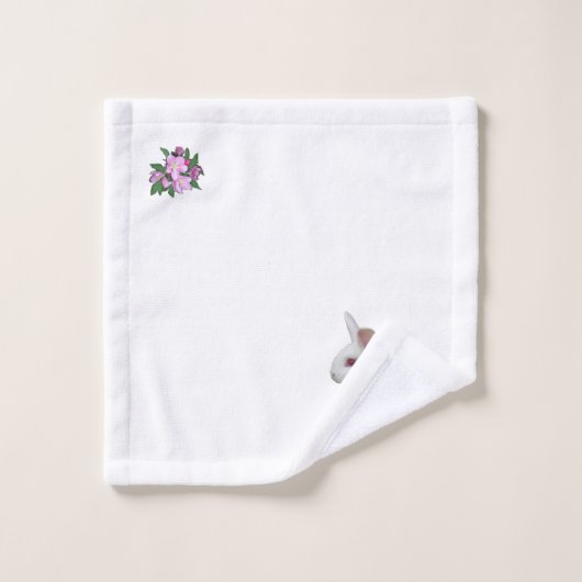Weißes Kaninchen und Apfelwein-Blume Badhandtuch Set (Waschlappen)