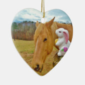 Weißes Kaninchen und blutgelbes Pferd Keramik Ornament (Rechts)