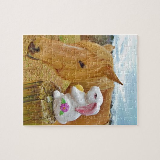 Weißes Kaninchen und blutgelbes Pferd Puzzle (Horizontal)