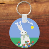 Weißes Kaninchen und Eier Schlüsselanhänger (Vorderseite)