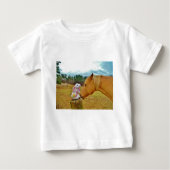 Weißes Kaninchen und Gelbes Pferd Baby T-shirt (Vorderseite)
