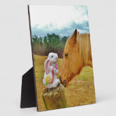 Weißes Kaninchen und Gelbes Pferd Fotoplatte (Seite)