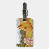 Weißes Kaninchen und Gelbes Pferd Gepäckanhänger (Vorderseite vertikal)