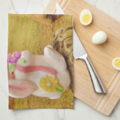 Weißes Kaninchen und Gelbes Pferd Handtuch (Viertel Falte)