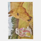 Weißes Kaninchen und Gelbes Pferd Handtuch (Vertikal)