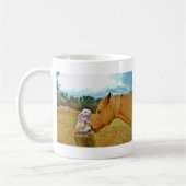 Weißes Kaninchen und Gelbes Pferd Kaffeetasse (Links)