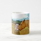 Weißes Kaninchen und Gelbes Pferd Kaffeetasse (Mittel)