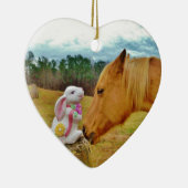 Weißes Kaninchen und Gelbes Pferd Keramikornament (Rechts)