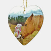 Weißes Kaninchen und Gelbes Pferd Keramikornament (Links)