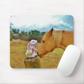 Weißes Kaninchen und Gelbes Pferd Mousepad (Mit Mouse)