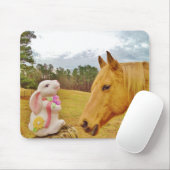 Weißes Kaninchen und Gelbes Pferd Mousepad (Mit Mouse)