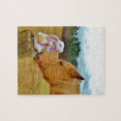 Weißes Kaninchen und Gelbes Pferd Puzzle (Horizontal)