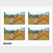 Weißes Kaninchen und Gelbes Pferd Rechteckiger Aufkleber (Blatt)