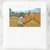 Weißes Kaninchen und Gelbes Pferd Rechteckiger Aufkleber (Tasche)