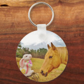 Weißes Kaninchen und Gelbes Pferd Schlüsselanhänger (Vorderseite)