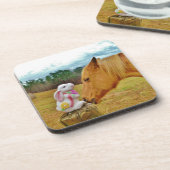 Weißes Kaninchen und Gelbes Pferd Untersetzer (Linke Seite)