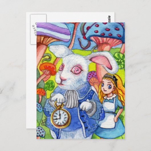 Weißes Kaninchen und Mini-Aliace Postkarte (Vorne/Hinten)