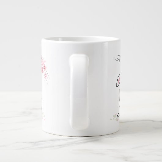 Weißes Kaninchen und Sakura-Blossom Jumbo-Tasse (Rückseite)